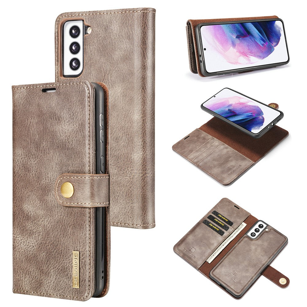 DG.MING For Samsung Galaxy S21 4G / 5G Scratch-resistant Detachable 2-in-1 PC Shell Split Leather Phone Case Cover