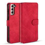 For Samsung Galaxy S21 4G/5G DG.MING Retro Style Leather Wallet Case Stand Cover