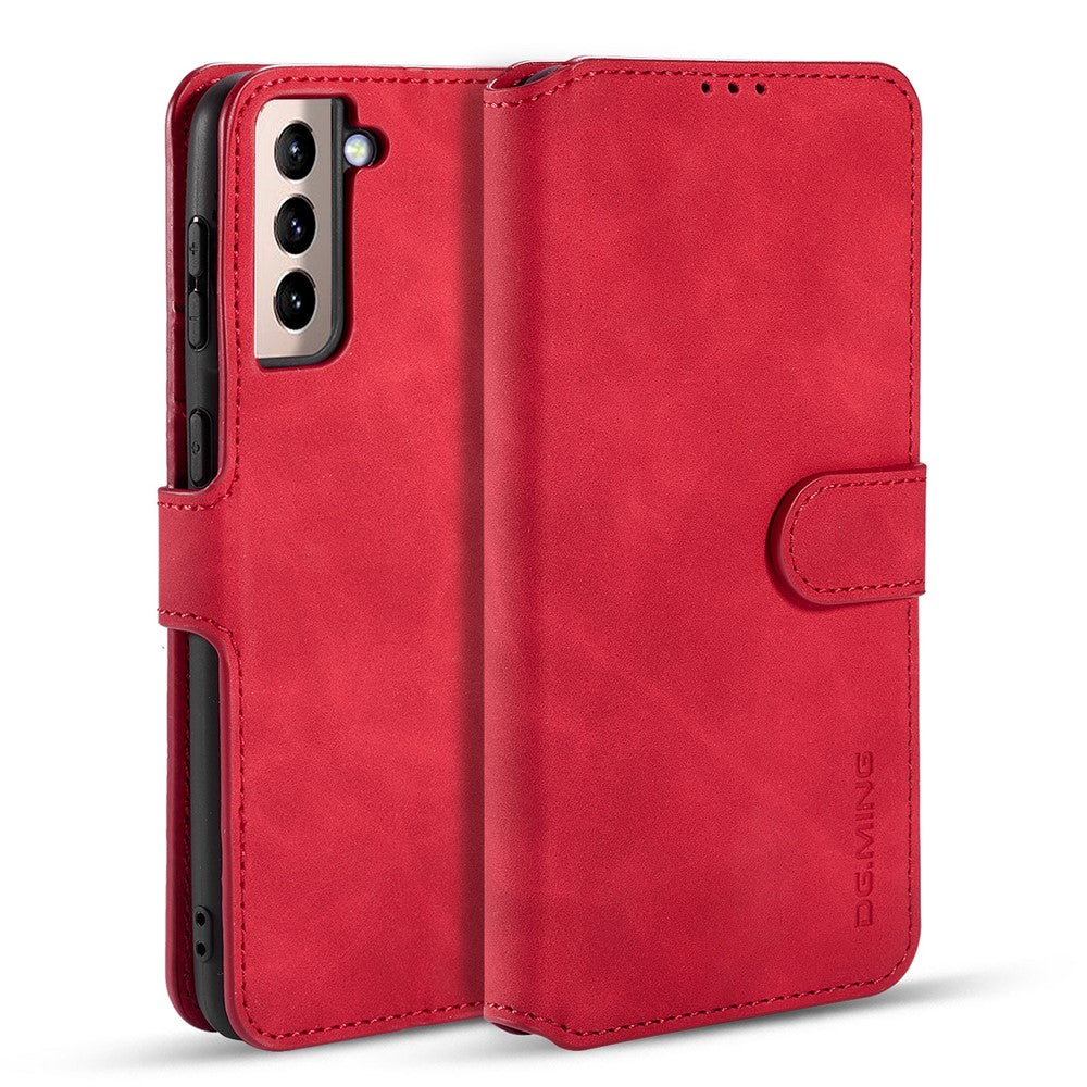 For Samsung Galaxy S21 4G/5G DG.MING Retro Style Leather Wallet Case Stand Cover