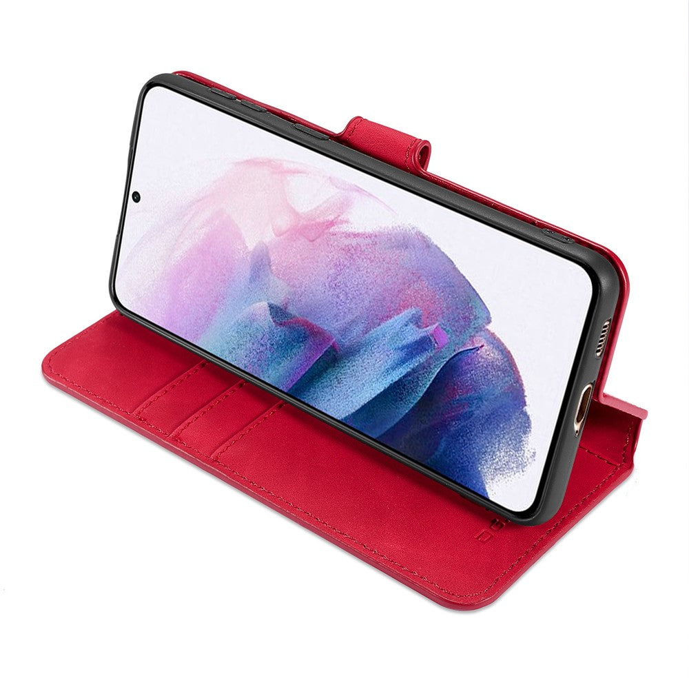 For Samsung Galaxy S21 4G/5G DG.MING Retro Style Leather Wallet Case Stand Cover