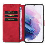 For Samsung Galaxy S21 4G/5G DG.MING Retro Style Leather Wallet Case Stand Cover