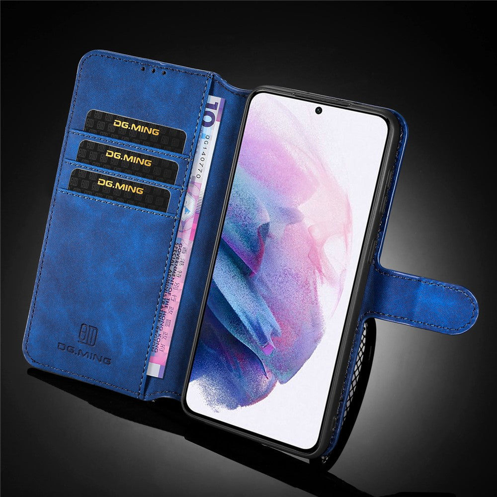 DG.MING Retro Style Leather Protector Case for Samsung Galaxy S21+ 5G Stand Cover