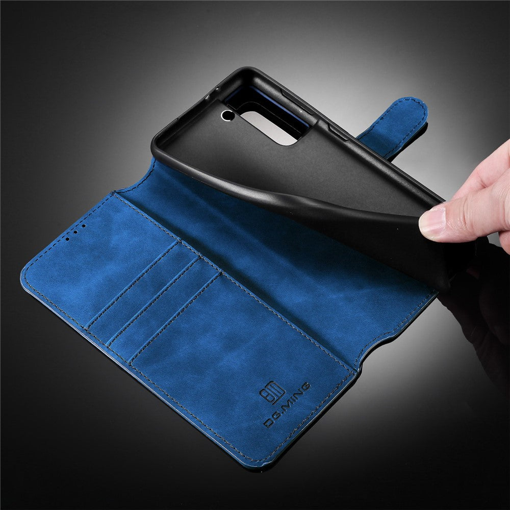 DG.MING Retro Style Leather Protector Case for Samsung Galaxy S21+ 5G Stand Cover