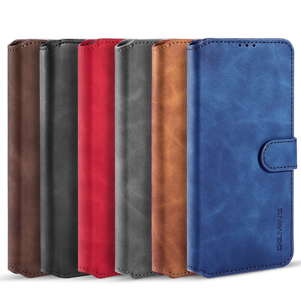 DG.MING Retro Style Leather Protector Case for Samsung Galaxy S21+ 5G Stand Cover