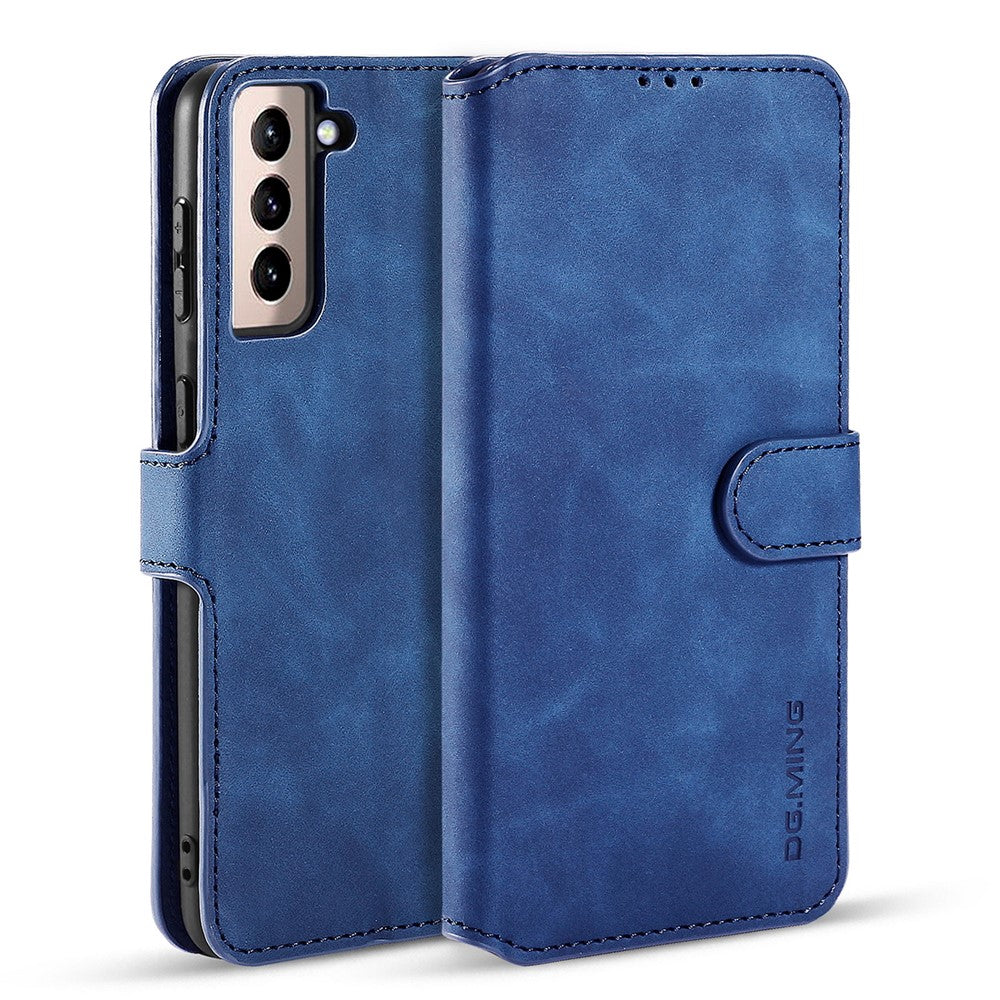 DG.MING Retro Style Leather Protector Case for Samsung Galaxy S21+ 5G Stand Cover