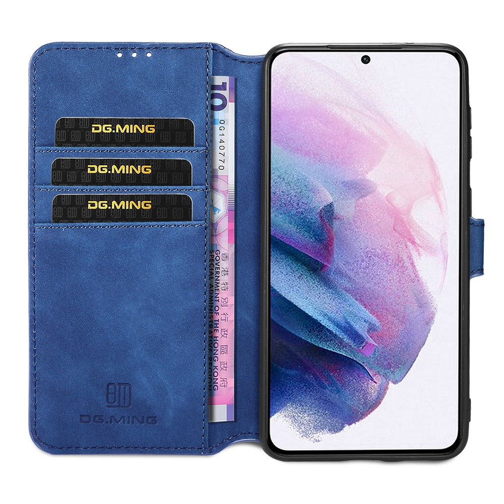 DG.MING Retro Style Leather Protector Case for Samsung Galaxy S21+ 5G Stand Cover