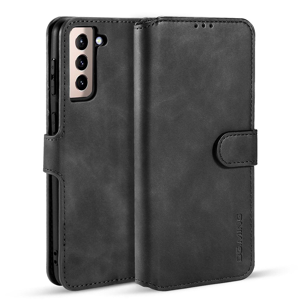 DG.MING Retro Style Leather Protector Case for Samsung Galaxy S21+ 5G Stand Cover