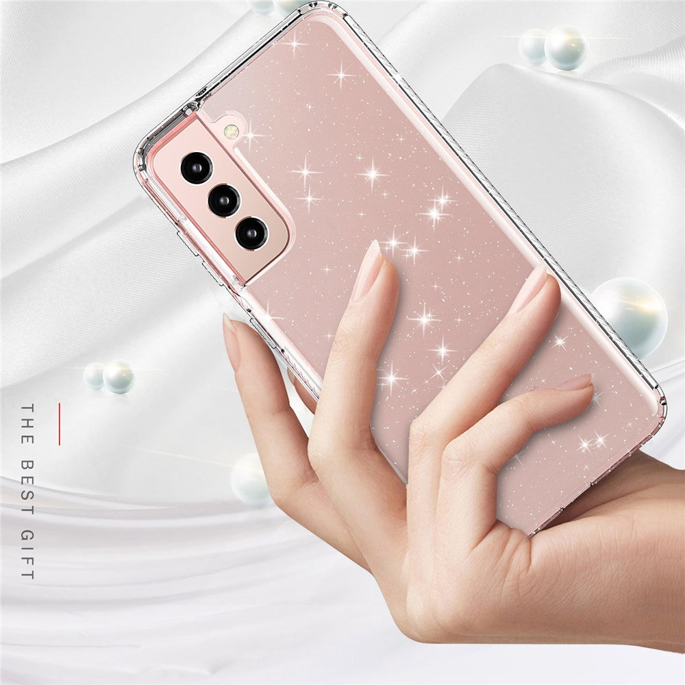 Til Samsung Galaxy S21 4G/5G GW18 klart farvet flash-pulver TPU etui-cover