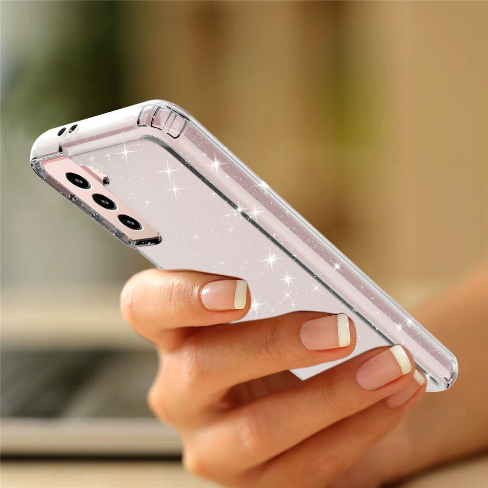 Til Samsung Galaxy S21 4G/5G GW18 klart farvet flash-pulver TPU etui-cover
