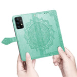 Præget Mandala Blomst Læder Etui med Pung Stand til Samsung Galaxy A52 4G/5G / A52s 5G