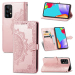 Præget Mandala Blomst Læder Etui med Pung Stand til Samsung Galaxy A52 4G/5G / A52s 5G
