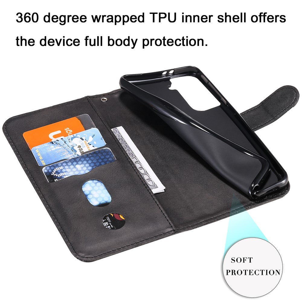 Zipper Pocket Leather Wallet Stand Case for Samsung Galaxy S21+ 5G