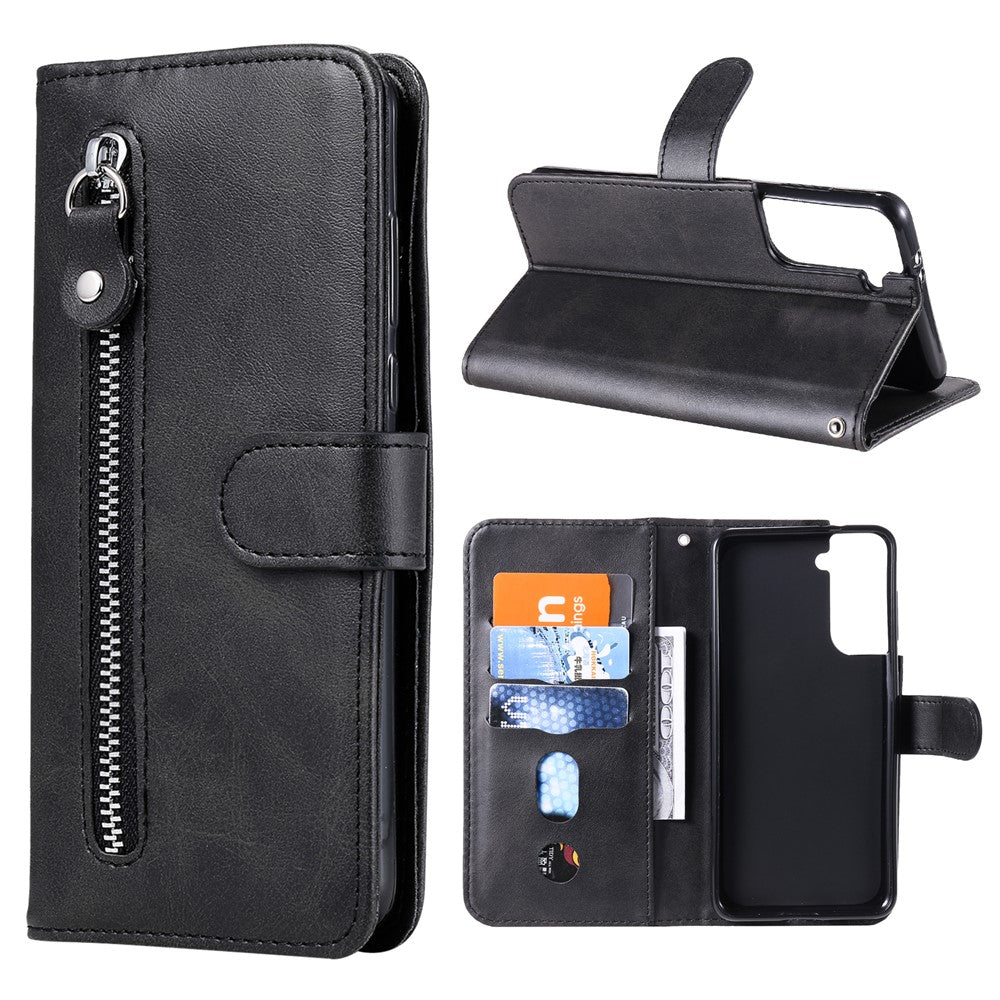 Zipper Pocket Leather Wallet Stand Case for Samsung Galaxy S21+ 5G