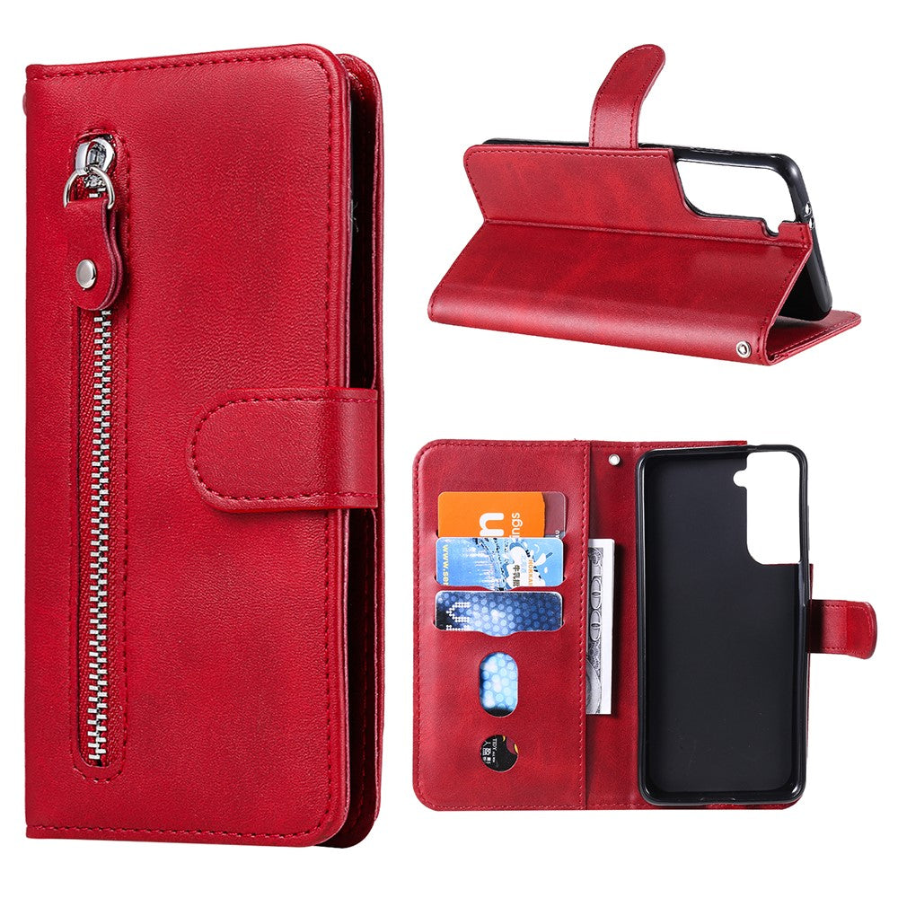 Zipper Pocket Leather Wallet Stand Case for Samsung Galaxy S21+ 5G
