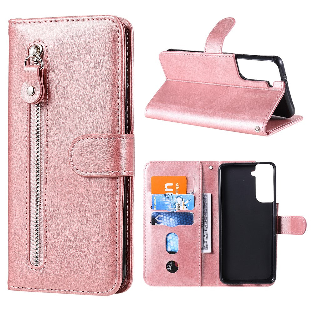 Zipper Pocket Leather Wallet Stand Case for Samsung Galaxy S21+ 5G
