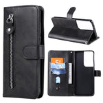 Zipper Pocket Leather Wallet Stand Case for Samsung Galaxy S21 Ultra 5G