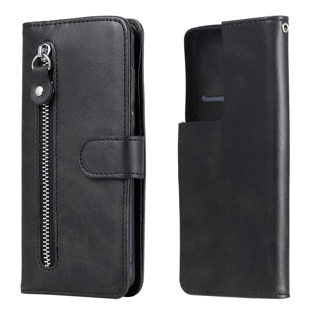 Zipper Pocket Leather Wallet Stand Case for Samsung Galaxy S21 Ultra 5G