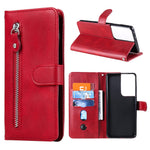Zipper Pocket Leather Wallet Stand Case for Samsung Galaxy S21 Ultra 5G