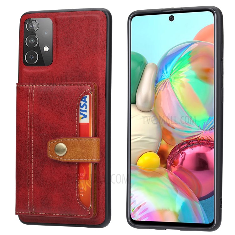 PU-læderbeklædt TPU-stativcover med kortlommer til Samsung Galaxy A52 4G/5G / A52s 5G