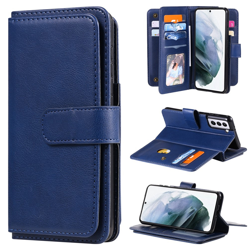 For Samsung Galaxy S21 Plus 5G Leather Case with 10 Card Holder Phone Cover Stand