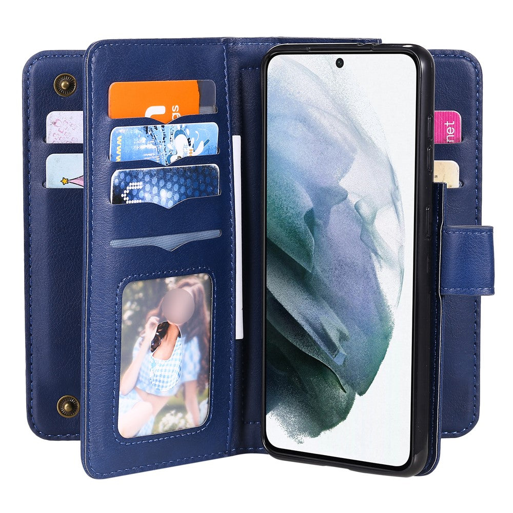 For Samsung Galaxy S21 Plus 5G Leather Case with 10 Card Holder Phone Cover Stand