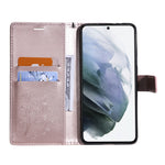 For Samsung Galaxy S21 4G / 5G Wallet Case Floral Butterfly Imprinted Leather Phone Cover Stand