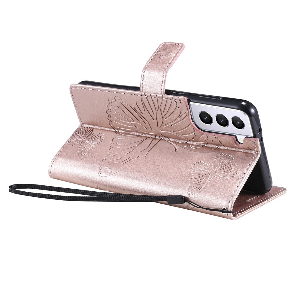 For Samsung Galaxy S21 4G / 5G Wallet Case Floral Butterfly Imprinted Leather Phone Cover Stand