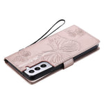 For Samsung Galaxy S21 4G / 5G Wallet Case Floral Butterfly Imprinted Leather Phone Cover Stand