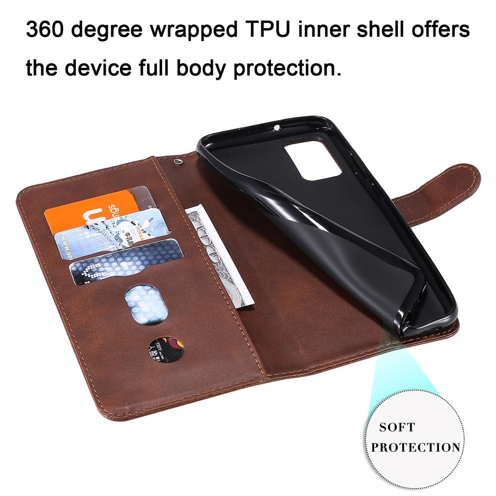 Zipper Pocket Leather Wallet Stand Case for Samsung Galaxy A02s (164.2mm)