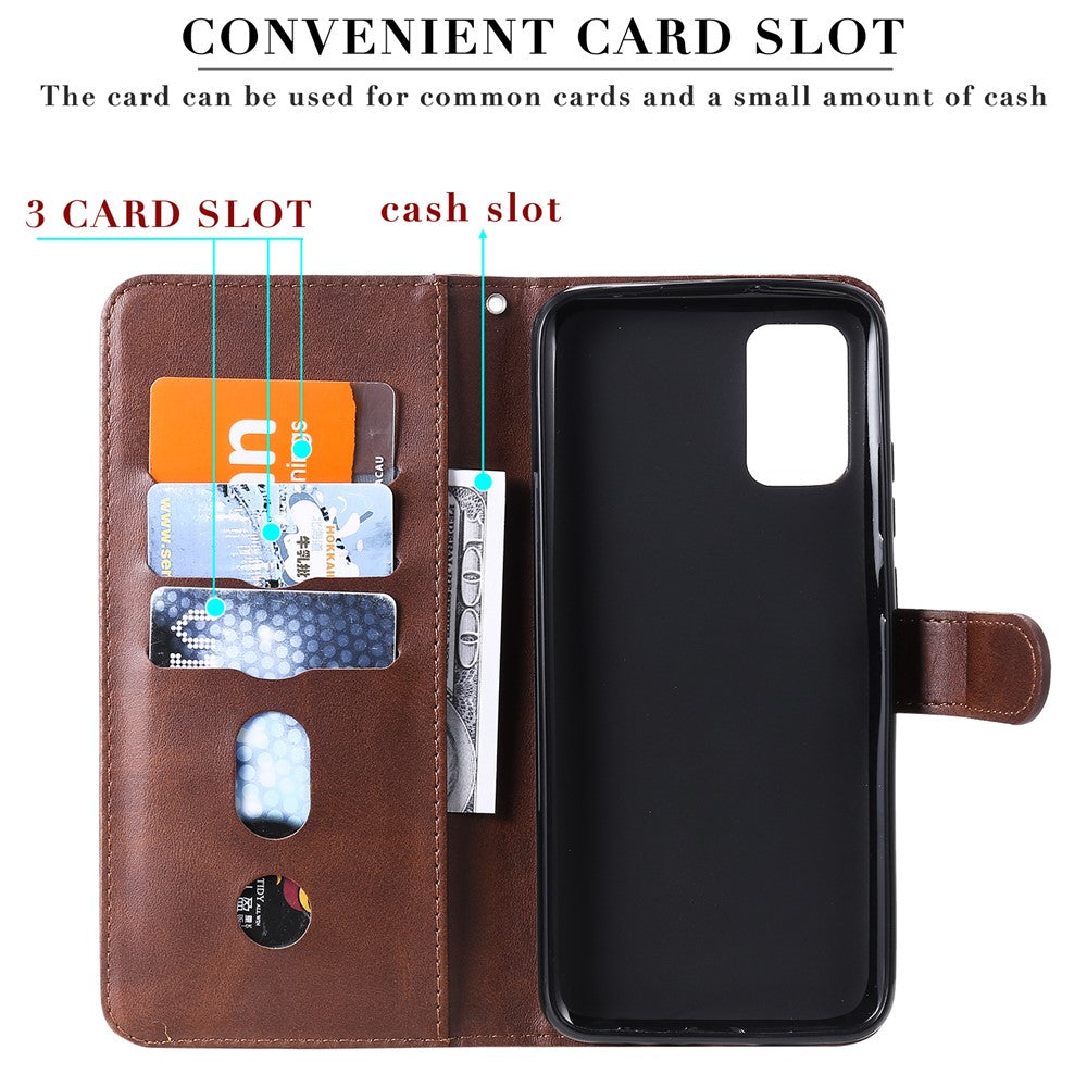 Zipper Pocket Leather Wallet Stand Case for Samsung Galaxy A02s (164.2mm)