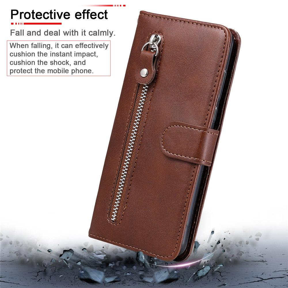 Zipper Pocket Leather Wallet Stand Case for Samsung Galaxy A02s (164.2mm)