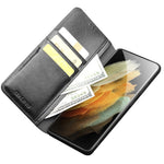 QIALINO Äkta Läder Mobilskal till Samsung Galaxy S21 Ultra 5G Stativ Plånboksfodral i Folio-format med Flip-Fodral