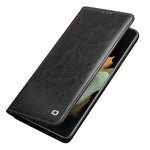 QIALINO Äkta Läder Mobilskal till Samsung Galaxy S21 Ultra 5G Stativ Plånboksfodral i Folio-format med Flip-Fodral