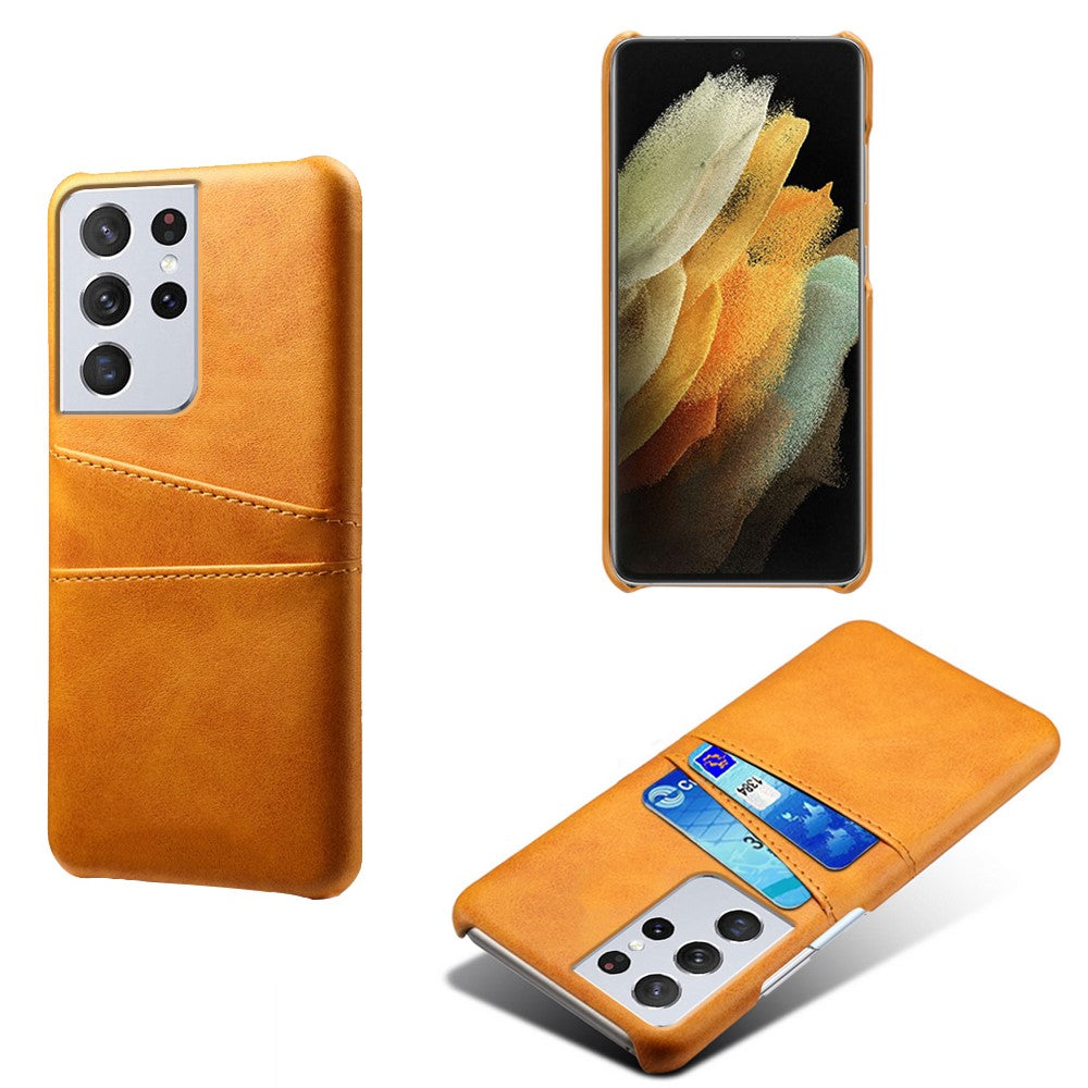 PC + PU-läderbelagt fodral med dubbla kortplatser för Samsung Galaxy S21 Ultra 5G