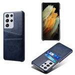 PC + PU-läderbelagt fodral med dubbla kortplatser för Samsung Galaxy S21 Ultra 5G