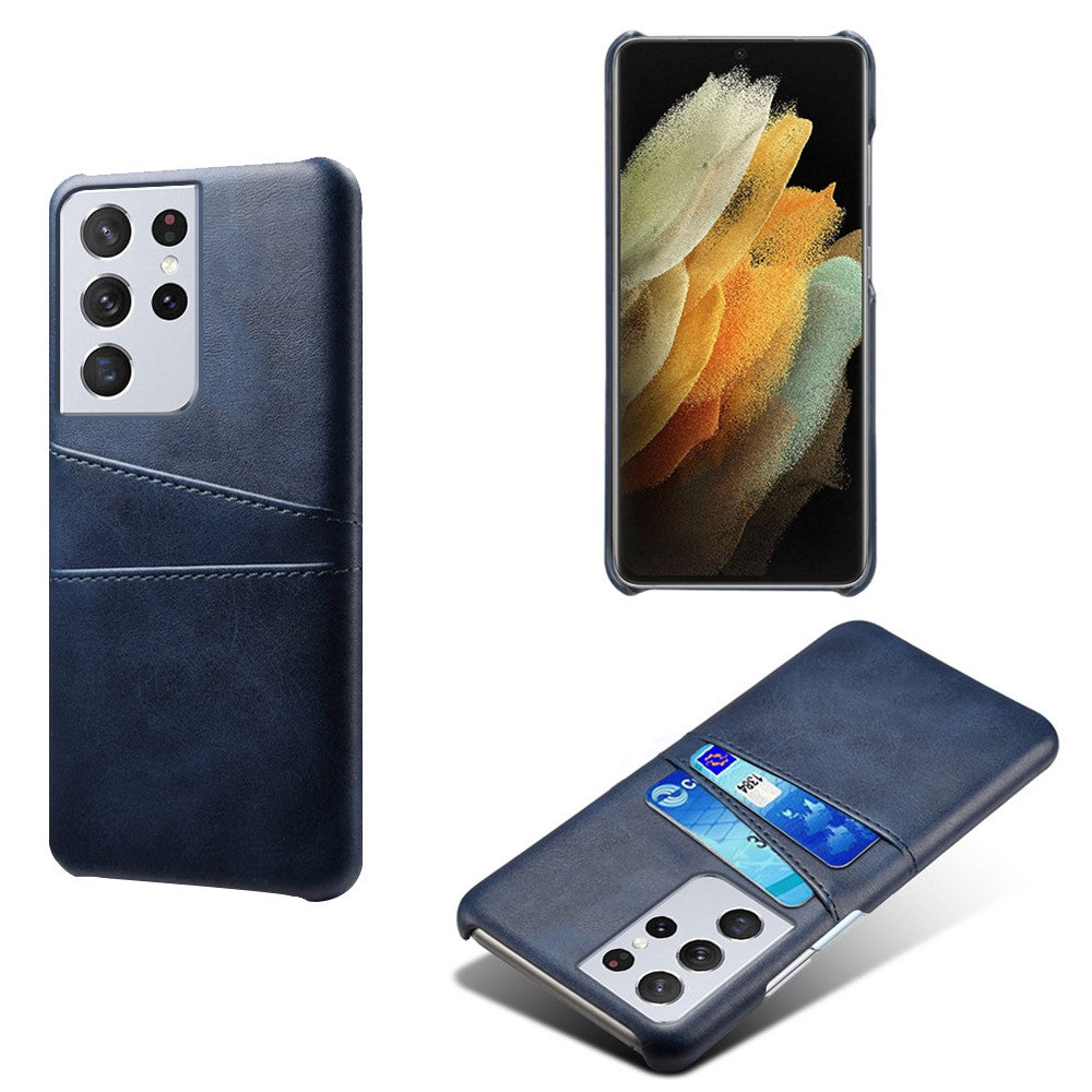 PC + PU-läderbelagt fodral med dubbla kortplatser för Samsung Galaxy S21 Ultra 5G
