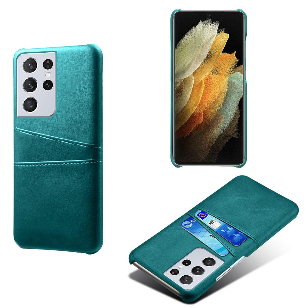 PC + PU-läderbelagt fodral med dubbla kortplatser för Samsung Galaxy S21 Ultra 5G