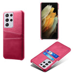 PC + PU-läderbelagt fodral med dubbla kortplatser för Samsung Galaxy S21 Ultra 5G