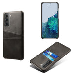 Dual-Card Slots Design PU Leather Coated Hard PC Case for Samsung Galaxy S21 Plus 5G