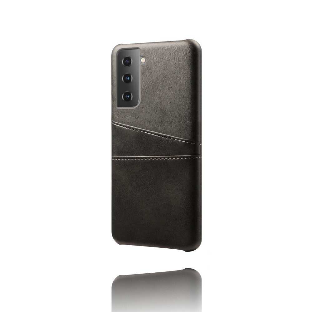 Dual-Card Slots Design PU Leather Coated Hard PC Case for Samsung Galaxy S21 Plus 5G