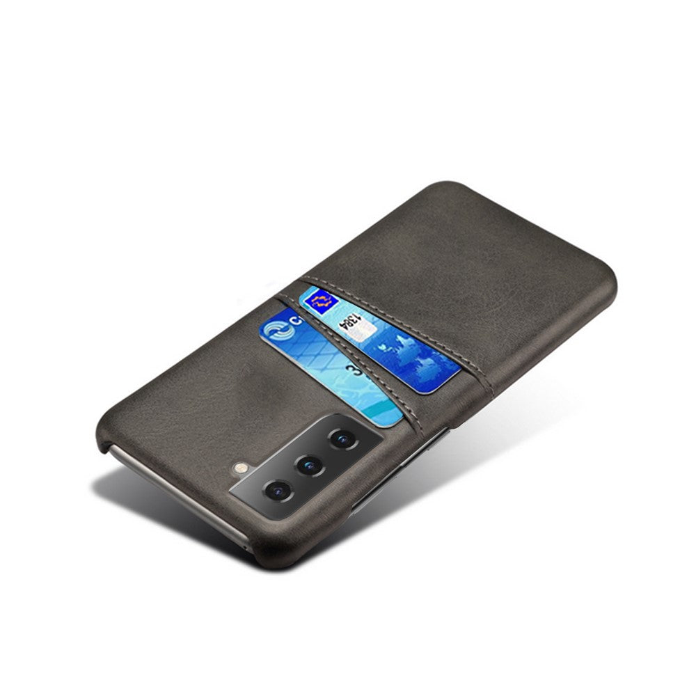 Dual-Card Slots Design PU Leather Coated Hard PC Case for Samsung Galaxy S21 Plus 5G