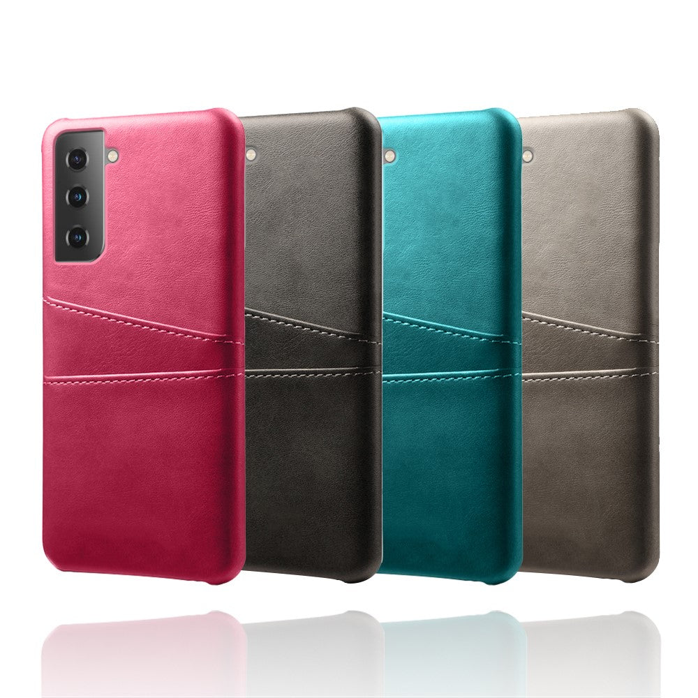 Dual-Card Slots Design PU Leather Coated Hard PC Case for Samsung Galaxy S21 Plus 5G
