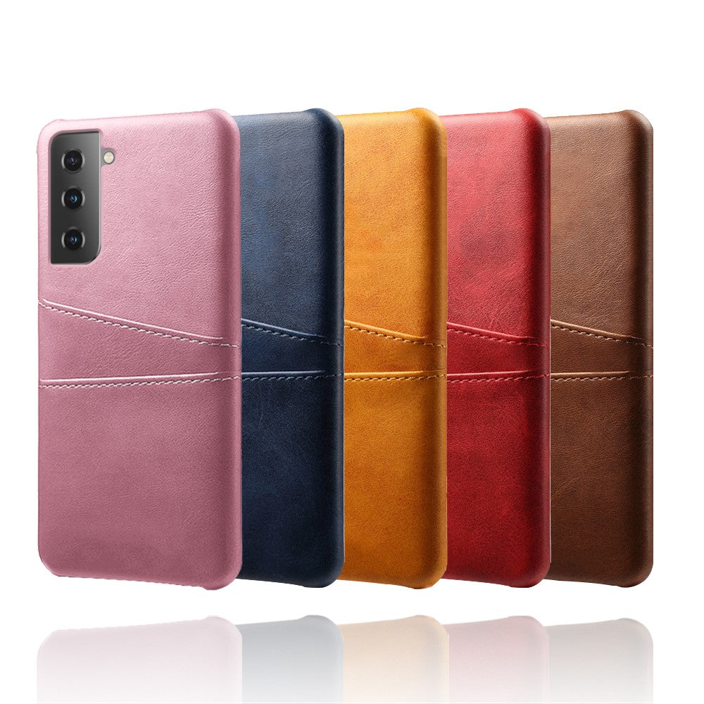 Dual-Card Slots Design PU Leather Coated Hard PC Case for Samsung Galaxy S21 Plus 5G
