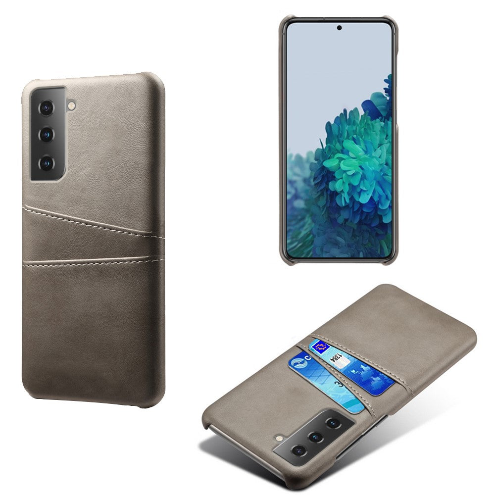 Dual-Card Slots Design PU Leather Coated Hard PC Case for Samsung Galaxy S21 Plus 5G