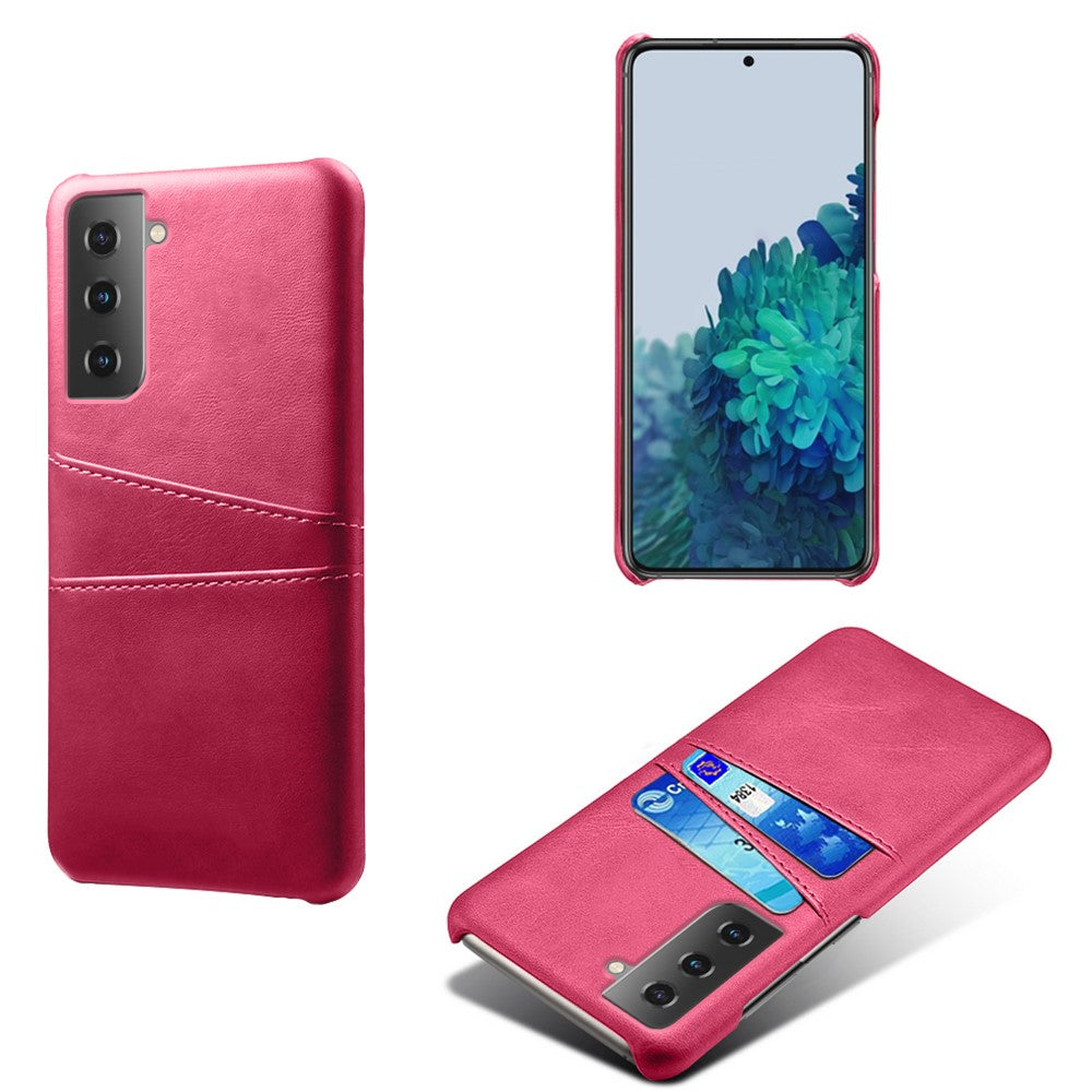 Dual-Card Slots Design PU Leather Coated Hard PC Case for Samsung Galaxy S21 Plus 5G