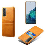 Dual-Card Slots Design PU Leather Coated Hard PC Case for Samsung Galaxy S21 Plus 5G