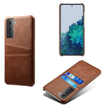 Dual-Card Slots Design PU Leather Coated Hard PC Case for Samsung Galaxy S21 Plus 5G