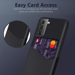 Kortholder Design Stof Tekstur PU Læderbelagt Hard PC Bagcover til Samsung Galaxy S21 4G / 5G
