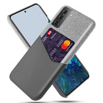 Kortholder Design Stof Tekstur PU Læderbelagt Hard PC Bagcover til Samsung Galaxy S21 4G / 5G
