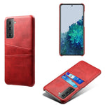 PU-læderbelagt PC-cover med dobbeltkort-plads-design til Samsung Galaxy S21 4G / 5G